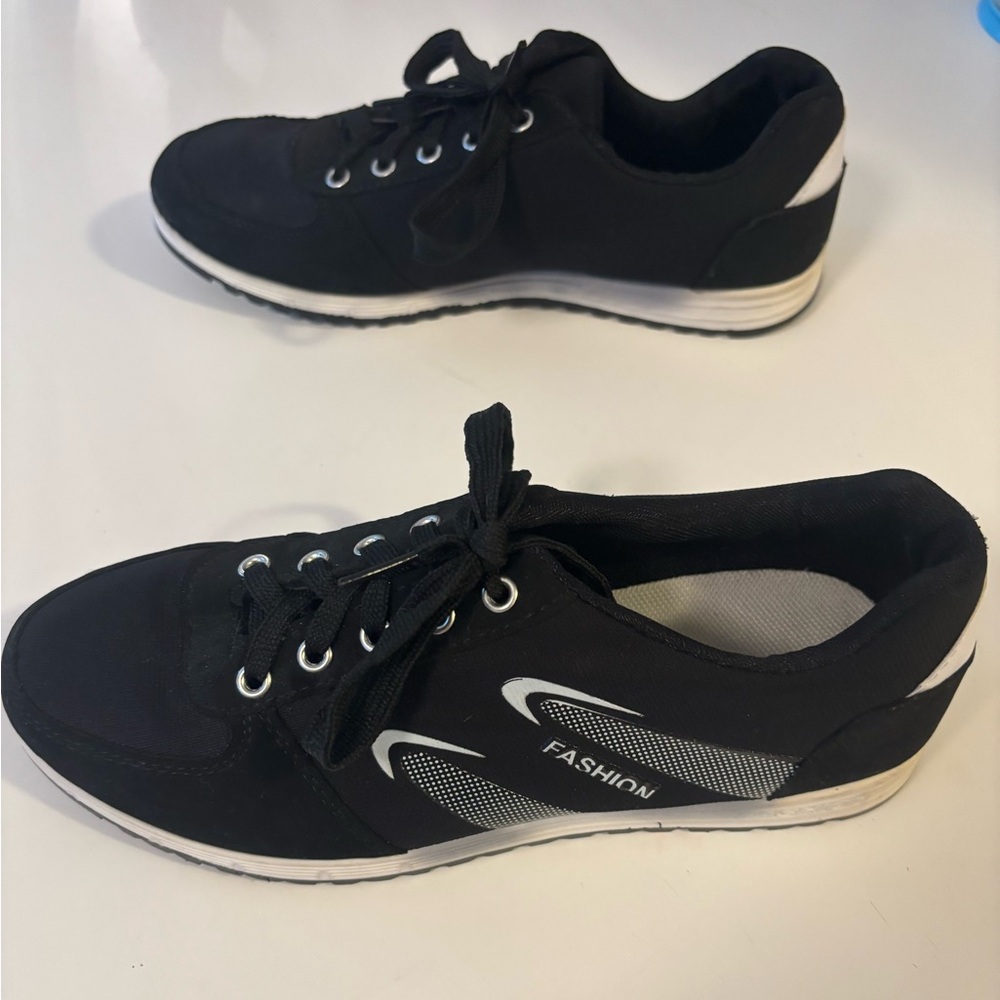 Black Canvas Sneakers tennis shoes fashion travel uniform athletic athleisure